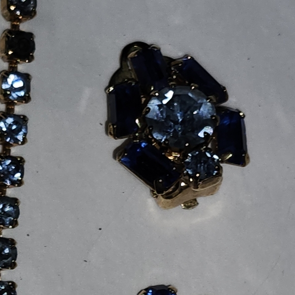Vintage Blue Rhinestone Necklace Set circa 1955 - Picture 4 of 6